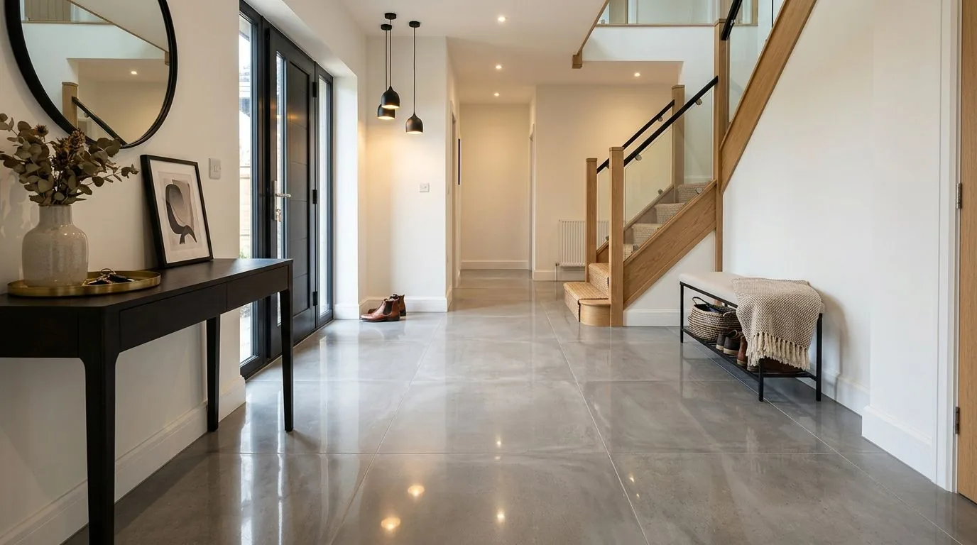 Carrelage grand format posé par FLEX&GO dans une salle de bains à Liège
