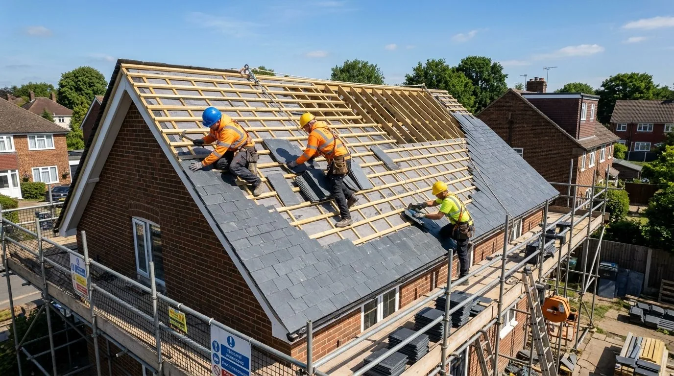 Toiture en ardoises rénovée par FLEX&GO en province de Liège